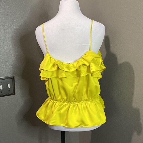 Topshop Rochelle Ruffle Charmeuse Camisole Chartreuse - Picture 6 of 9